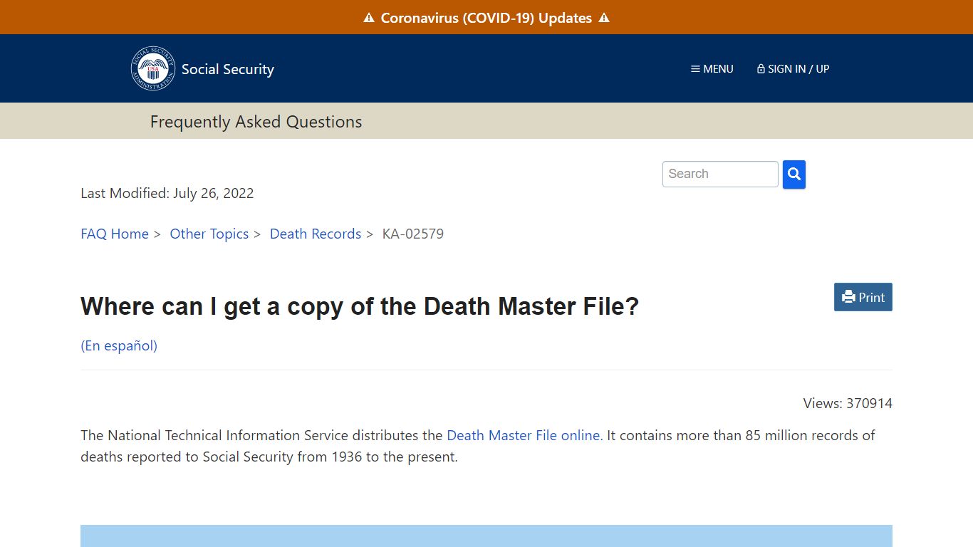 Where can I get a copy of the Death Master File? · FAQ | SSA