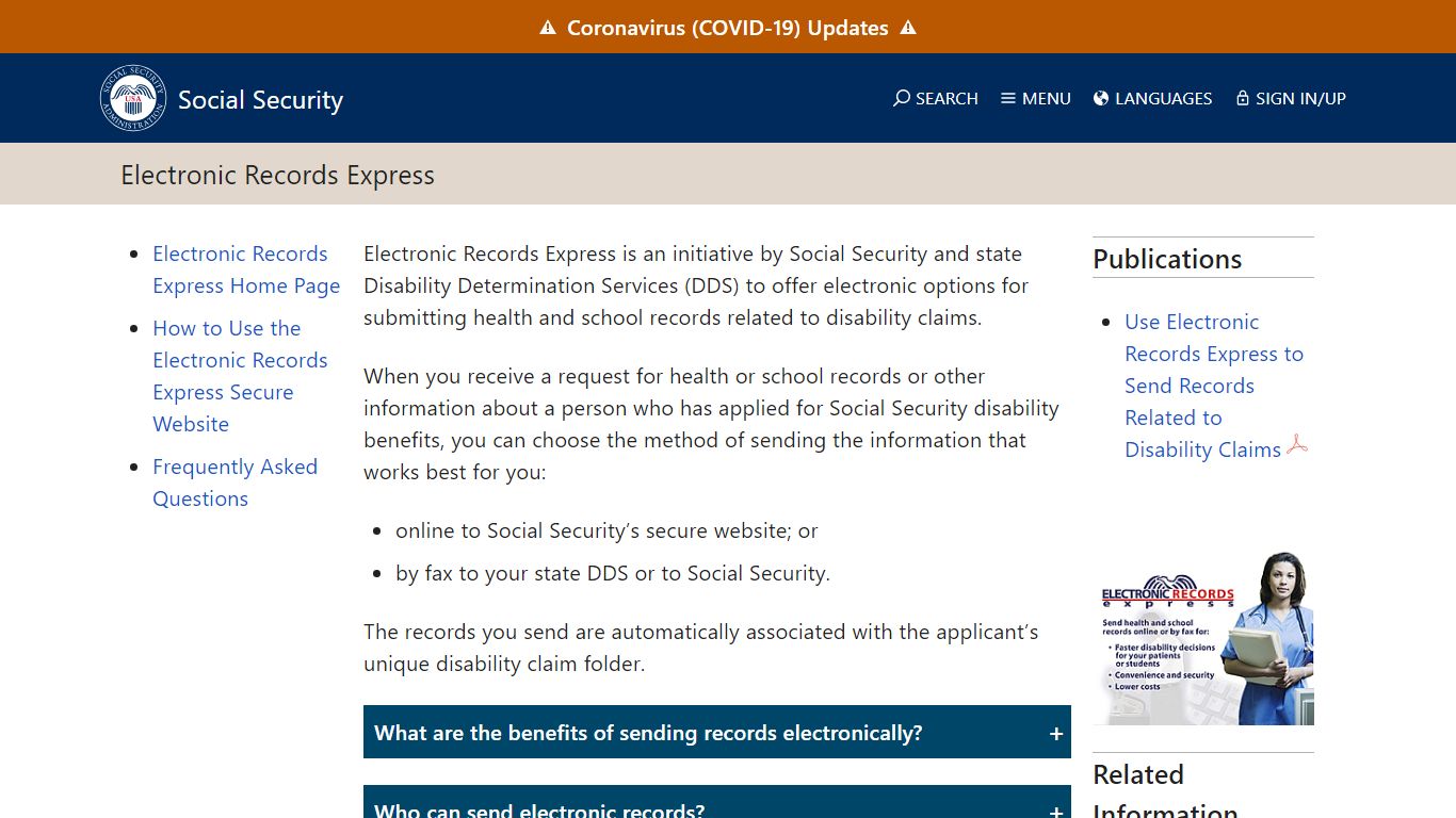 Electronic Records Express - Social Security Administration